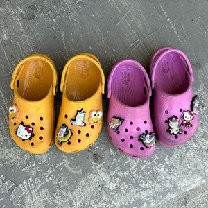 Two pairs 9c toddler crocs pink orange